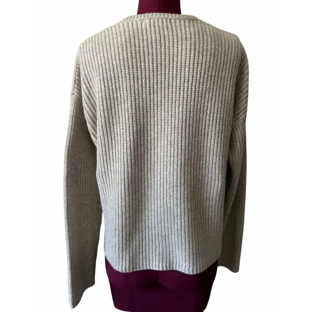 Marine Layer‎ Sweater Elisa V neck Cream Oatmeal Large